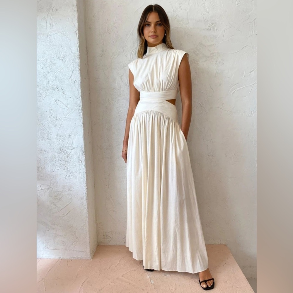 Commense Mock Neck Cut Out Long Dress - Picture 3 of 16